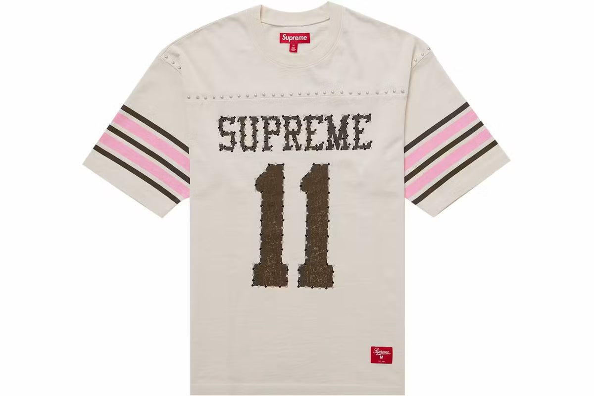 Studded Football Top Beige