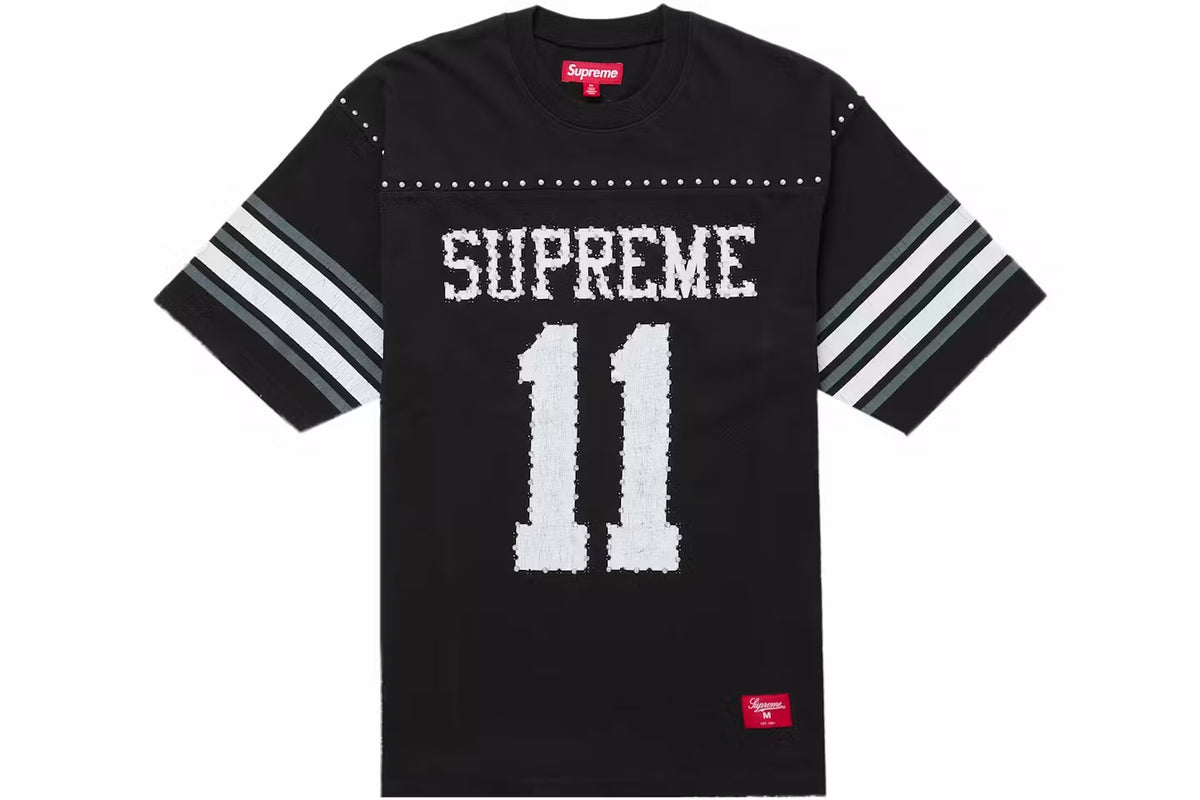 Studded Football Top Black
