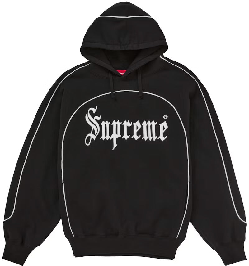 Curve Piping Hoodie Black
